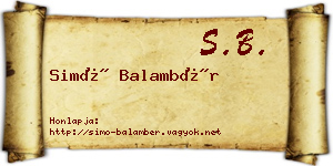 Simó Balambér névjegykártya